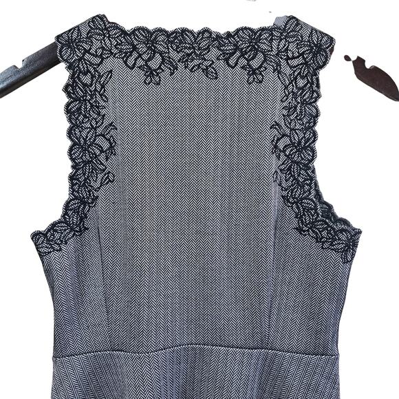 Banana Republic Fit and Flare Lace Trim Dress Gray Sleeveless Size 0 - Picture 4 of 6